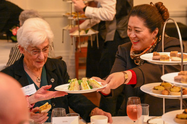 Dame Cindy and guests enjoying high tea
