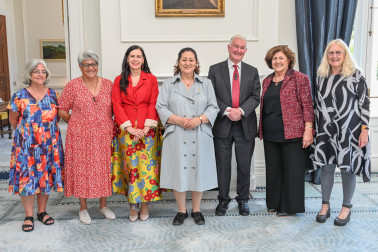 Dame Cindy and Dr Davies with the official party