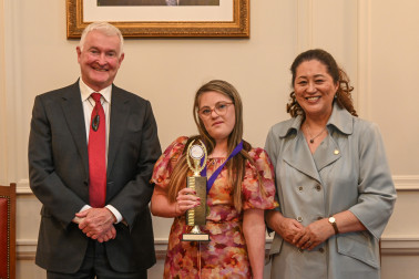 Dr Davies, National Achievement Award recipient Lily Mae Ivatt-Oakley, and Dame Cindy