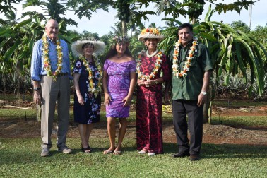Their Excellencies with Taa Maao, at her Kuramoo plantation.