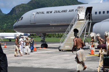 Cook Island dancers that met the flight.