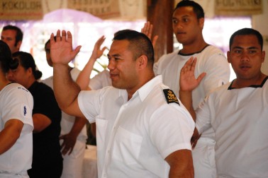 HMNZS OTAGO sailors provide some cultural entertainment.