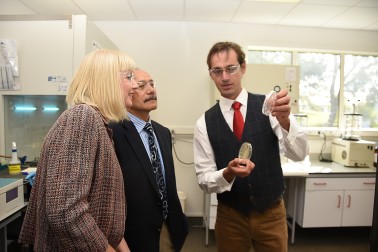 AT GNS with Dr Andrew Stott, who researches micro-organisms for use in biotechnology.
