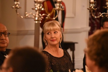 Lady Janine Mateparae at the dinner for the Queen's 90th birthday.