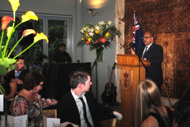 The Governor-General addresses the guests at the Emerging Leaders Dinner.