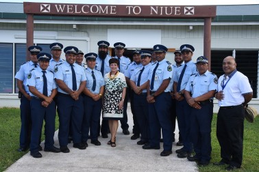 The Governor-General, The Rt Hon Dame Patsy Reddy and the Niue police force.