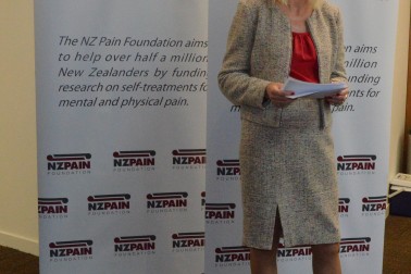 Lady Janine speaking at the New Zealand Pain Foundation.