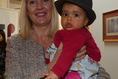 Lady Janine with one of the young guests at the New Zealand Pain Foundation.