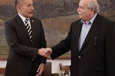 The Governor-General, Lt Gen The Rt Hon Sir Jerry Mateparae with the President of the Hellenic Parliament, Mr Nikolaos Voutsis.