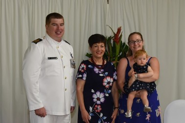 Chief Petty Officer Andrew Orr, The Governor-General, Mrs Fiona Orr and Amelia Orr.