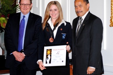 Sophie Burling, Kerikeri High School, receives her award.