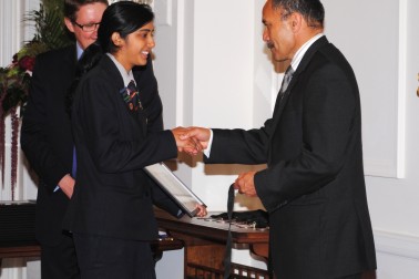 Shreya Handa, Mount Roskill Grammar School, receives her award.