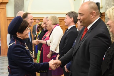 Dame Patsy Reddy with Peseta Sam Lotu-Iiga, Minister of Local Government, Minister for Ethnic Communities, Minister for Pacific Peoples, and Associate Minister of Health.