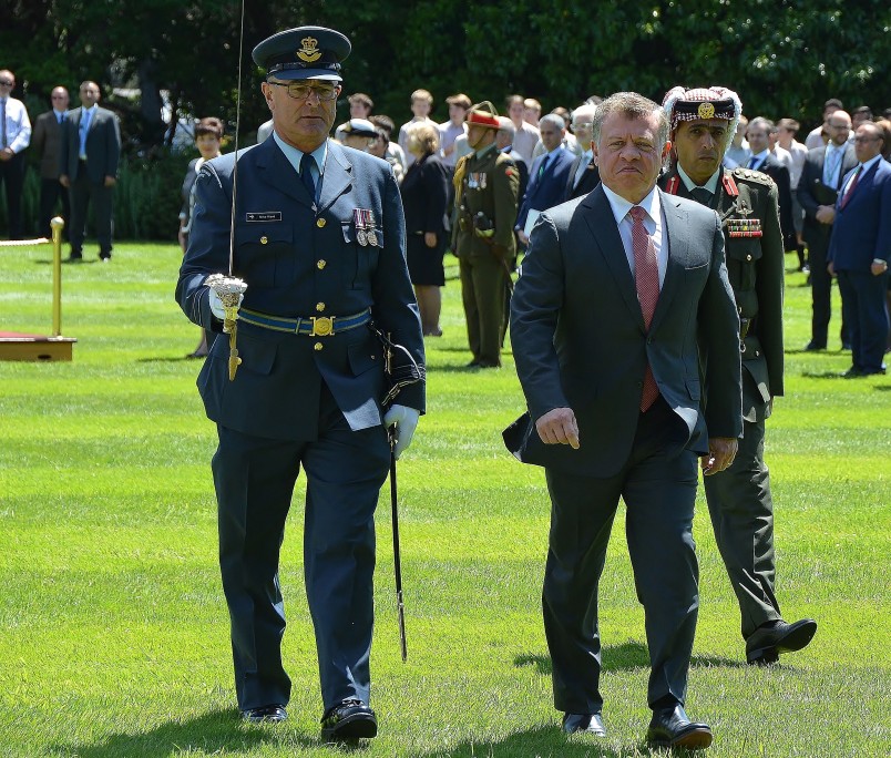 Preparing to inspect the Honour Guard. Preparing to inspect the Honour Guard.