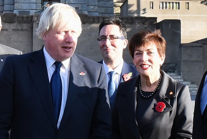 An image of The Rt Hon Boris Johnson, HE Jonathan Sinclair and Dame Patsy