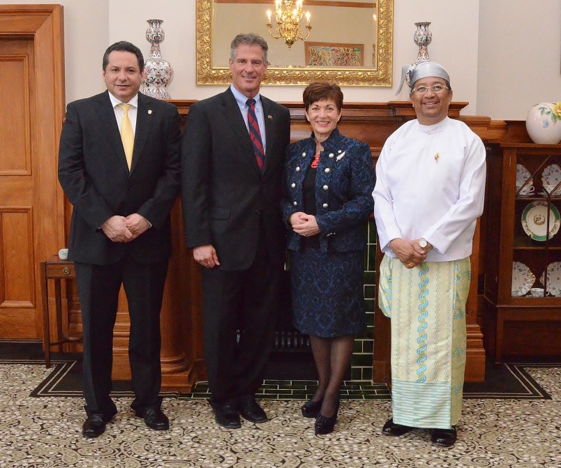 The Governor General with the Ambassadors of the United States of America, Panama and Myanmar