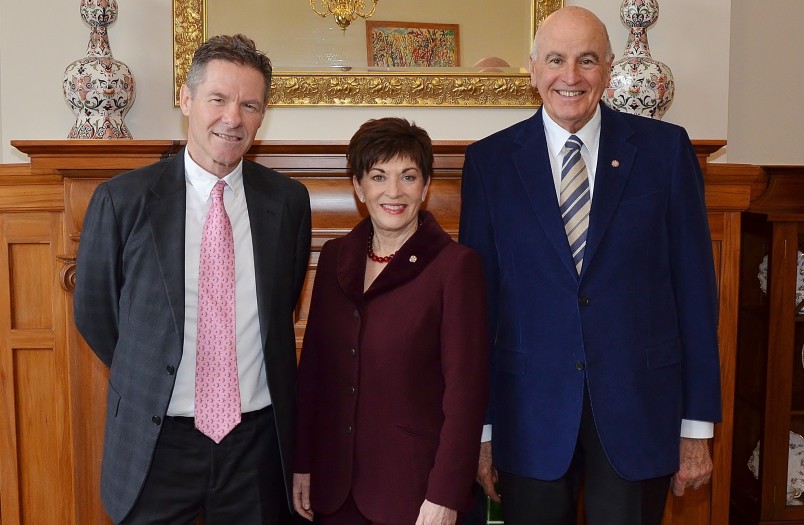Image of High Commissioner of Australia, Peter Woolcott with Dame Patsy Reddy and Sir David Gascoigne