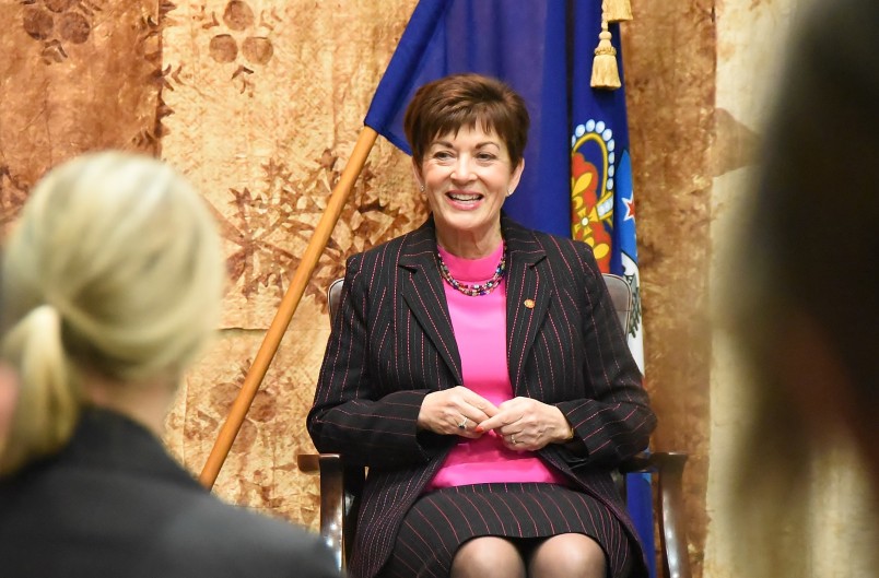Image of Dame Patsy Reddy speaking at the Auckland Women in Law forum