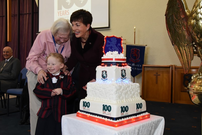 an image of Dame Patsy, oldest alumni Joyce Montgomery and the youngest St Mark's student