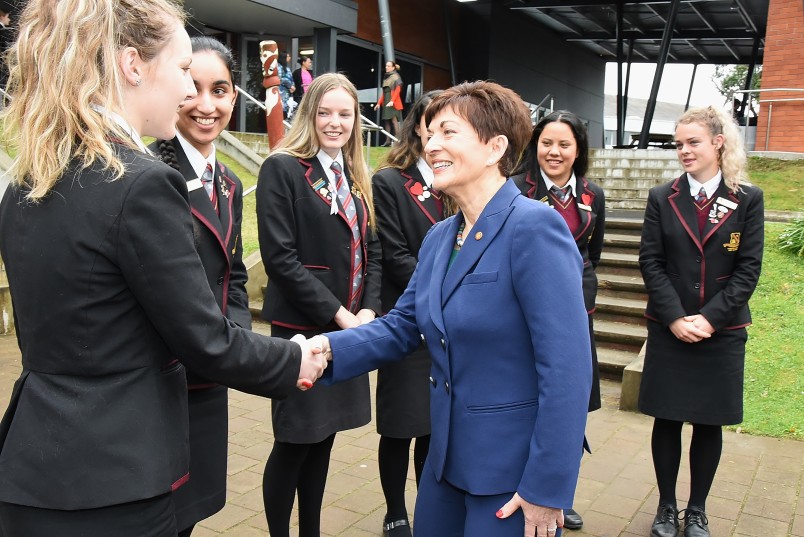an image of Dame Patsy meeting the senior student leadership team