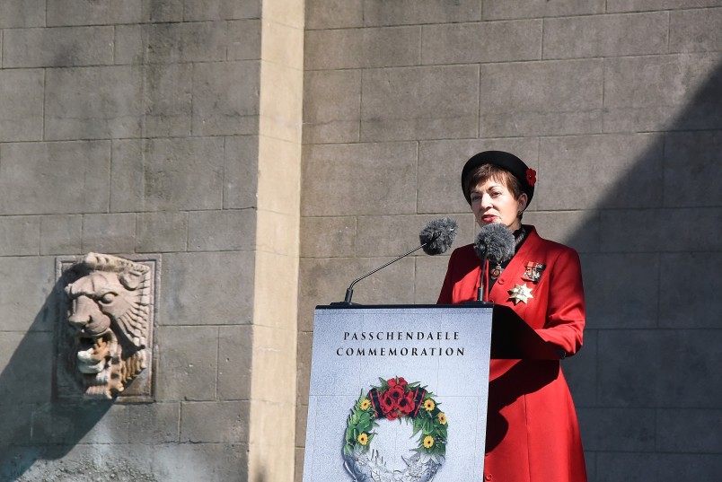 an image of Dame Patsy delivering her address