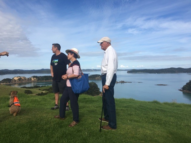 an image of Dame Patsy and Sir David on Urupukapuka Island