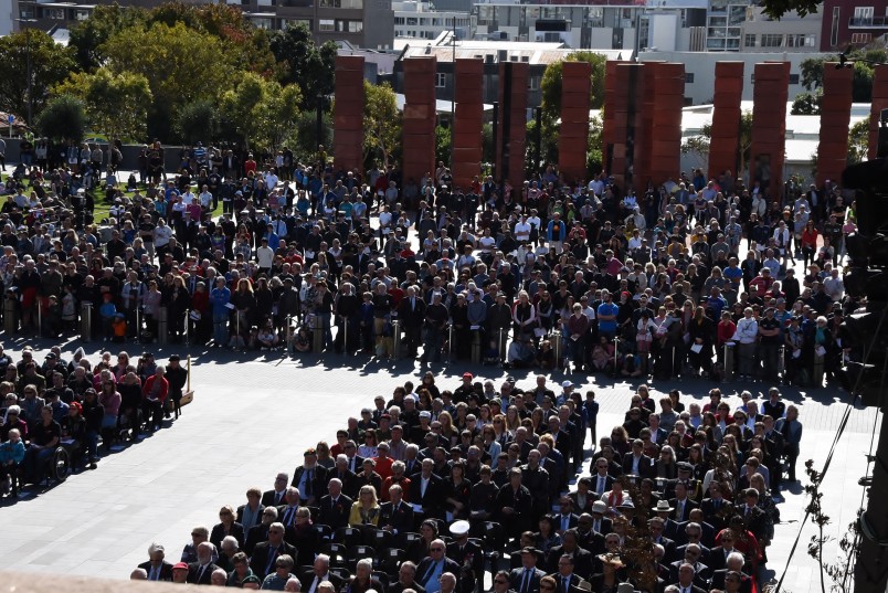 an image of The assembled crowd at Pukeahu, in front of the Australian Memorial