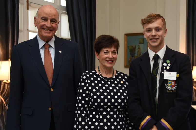 an image of Dame Patsy and Sir David with Otaki Scholar, Cameron Stephen