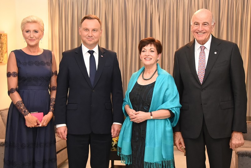 Image of Dame Patsy, Sir David and the President of the Republic of Poland, HE Andrzej Duda and Agata Kornhauser-Duda