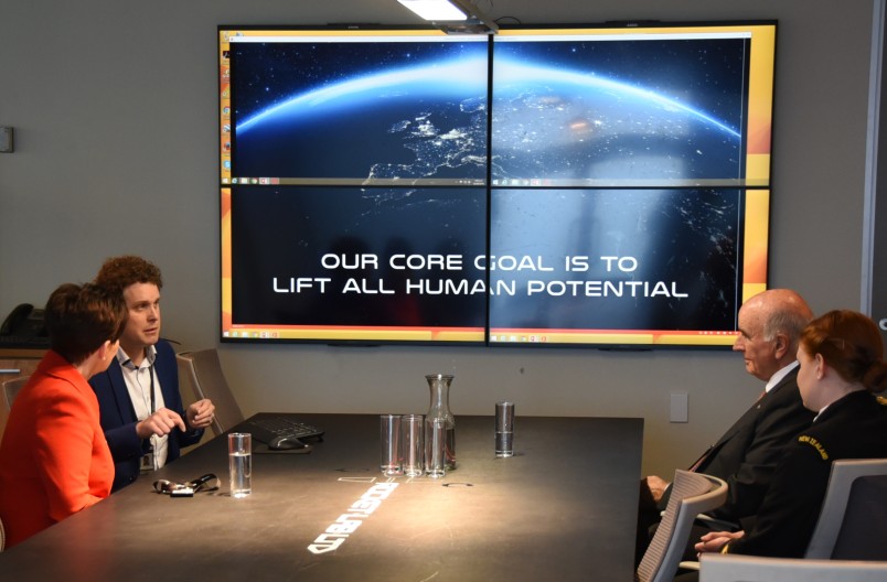 Image of a powerpoint display at Rocket Lab