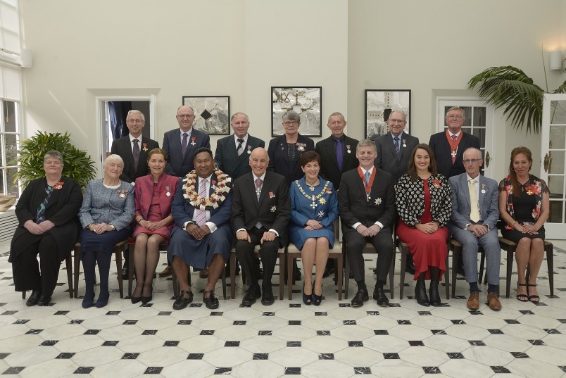 Image of Dame Patsy and Sir David with the recipients 