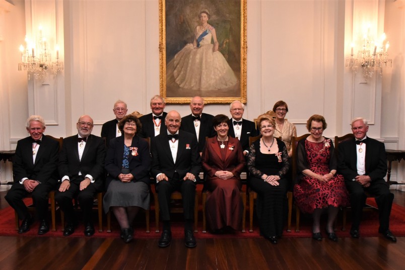an image of Their Excellencies, ONZ members, and Rachel Hayward, Deputy Secretary (Constitutional and Honours)