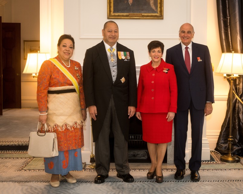 Image of Dame Patsy reddy and Sir David Gascoigne with HM King Tupou VI of the Kingdom of Tonga and HM Queen Nanasipau'u