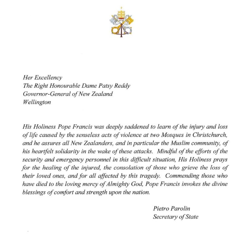 Snapshot of a message from Pope Francis