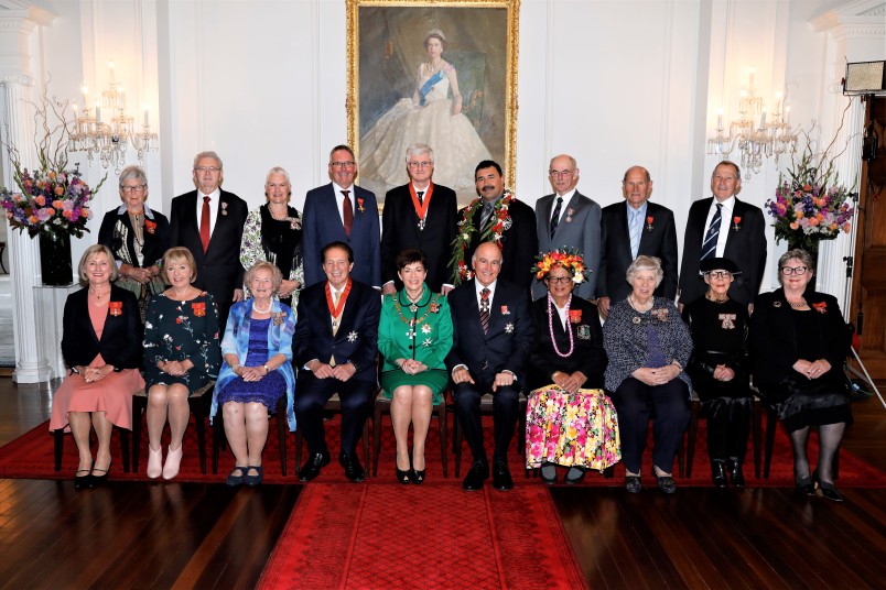 Dame Patsy and Sir David with investiture recipients