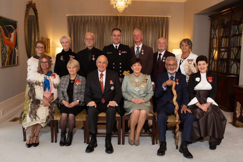 Image of Dame Patsy and Sir David with recipients at the Tues 3 Sept PM ceremony