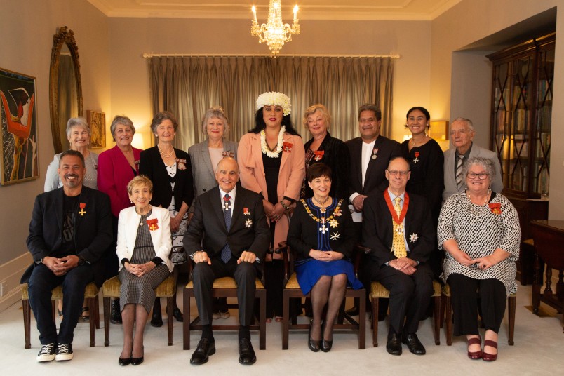 Image of Dame Patsy and Sir David with all recipients