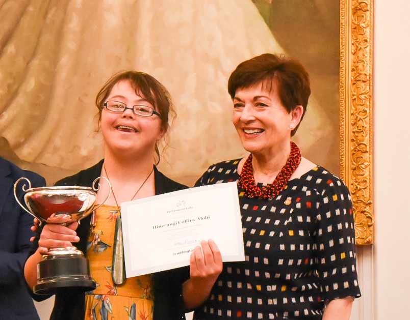 Dame Patsy and Hinerangi Collins-Mohi, winner of a Frances Clarke Memorial Award