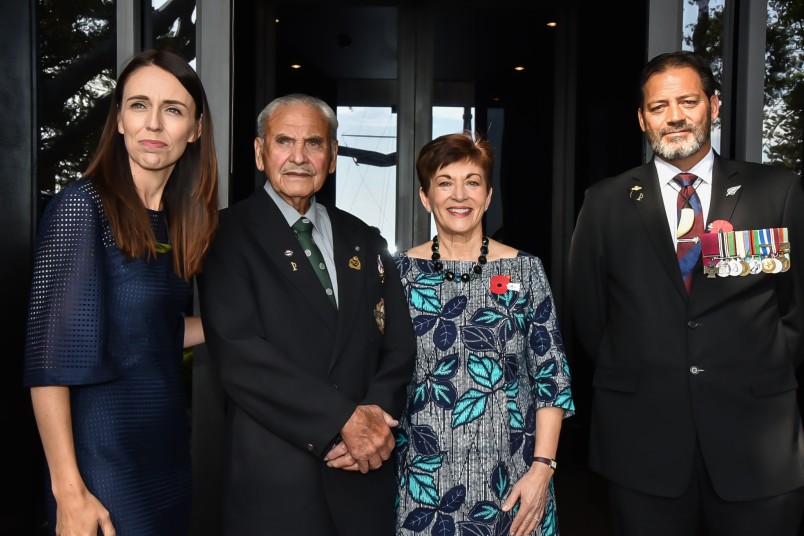 Dame Patsy, Prime Minister Jacinda Ardern, Bob Gillies and Willie Apiata VC