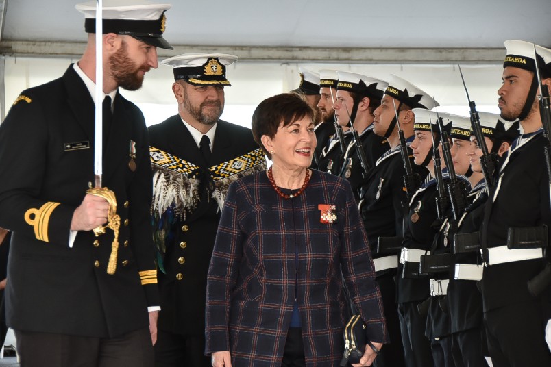 Image of Dame Patsy inspecting the Guard of Honour