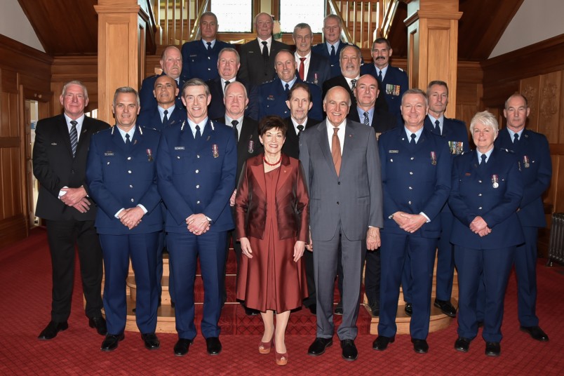 Image of the 35 year long service clasp and pin recipients