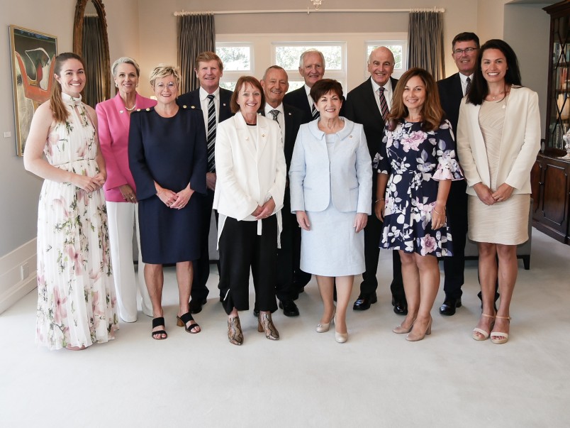 IMage of Dame Patsy with NZOC CEO Kereyn Smith, President Mike Stanley and members of the board