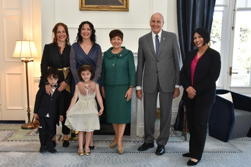HE Mrs Maria Belen Bogado and her family with Their Excellencies and Hon Prinyanca Radhakrishnan