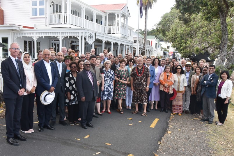 Image of Dame Patsy with the members of the Diplomatic Corps
