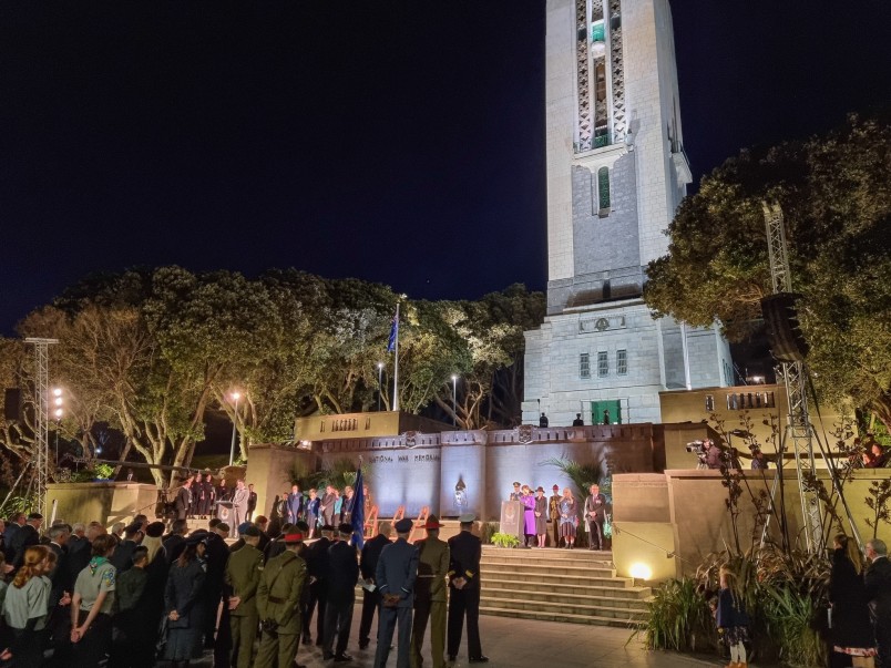 The official party lines up at Pukeahu