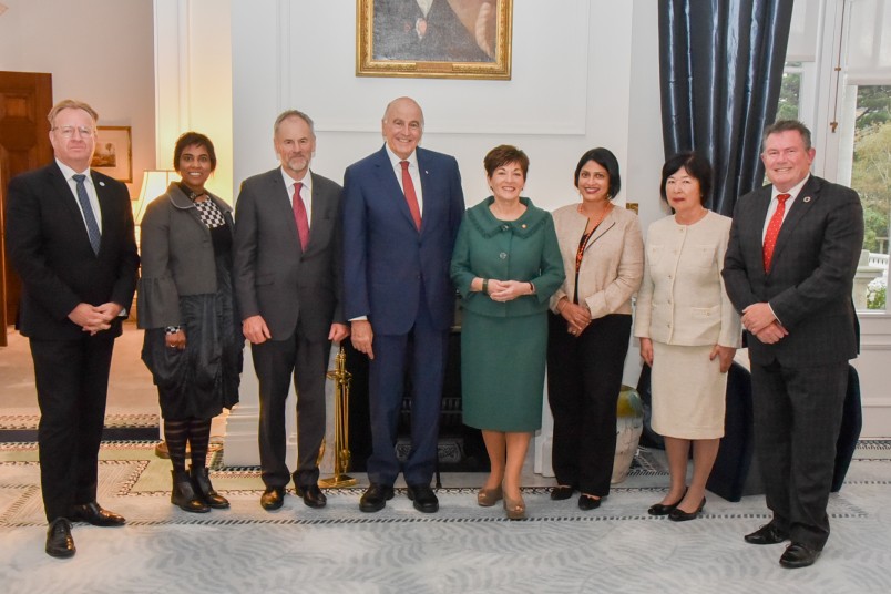 Dame Patsy and Sir David with the official party