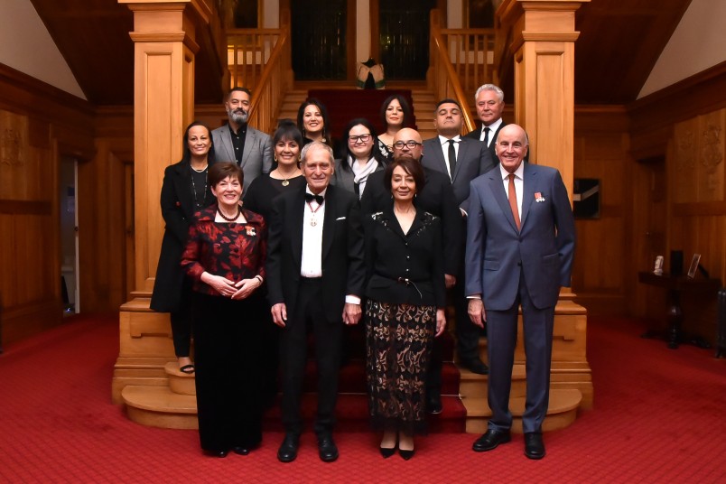 Dame Patsy and Sir David with Sir Mason Durie, ONZ and guests