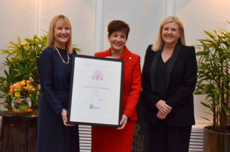 Jackie Lloyd and Julia Hoare presented Dame Patsy with the Distinguished Fellowship Award