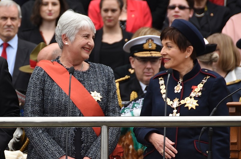 Chief Justice the Rt Hon Dame Sian Elias speaking to the Rt Hon Dame Patsy Reddy