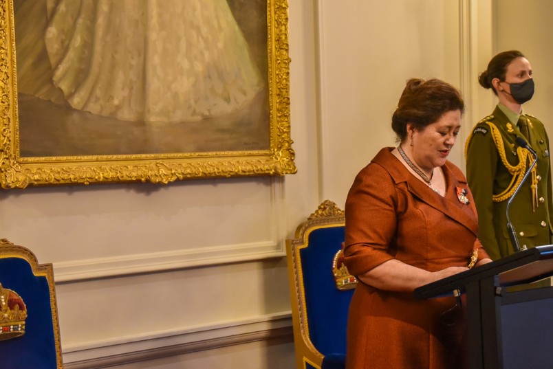 Dame Cindy Kiro addressing the Diplomatic Corps